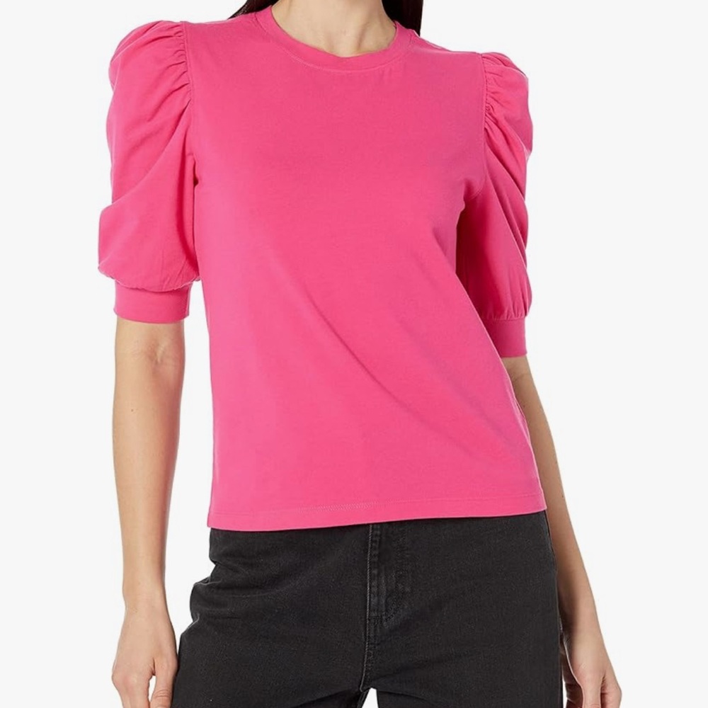 The Drop Women's Mariko Puff-Sleeve Crew-Neck Stretch T-Shirt Sz Small